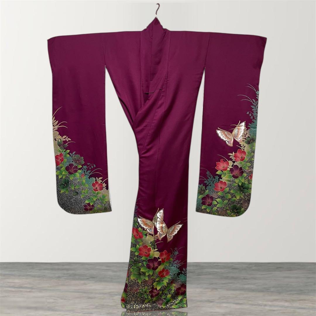 本日限定価格！振袖 フルセット ワインレッド 金彩加工 赤