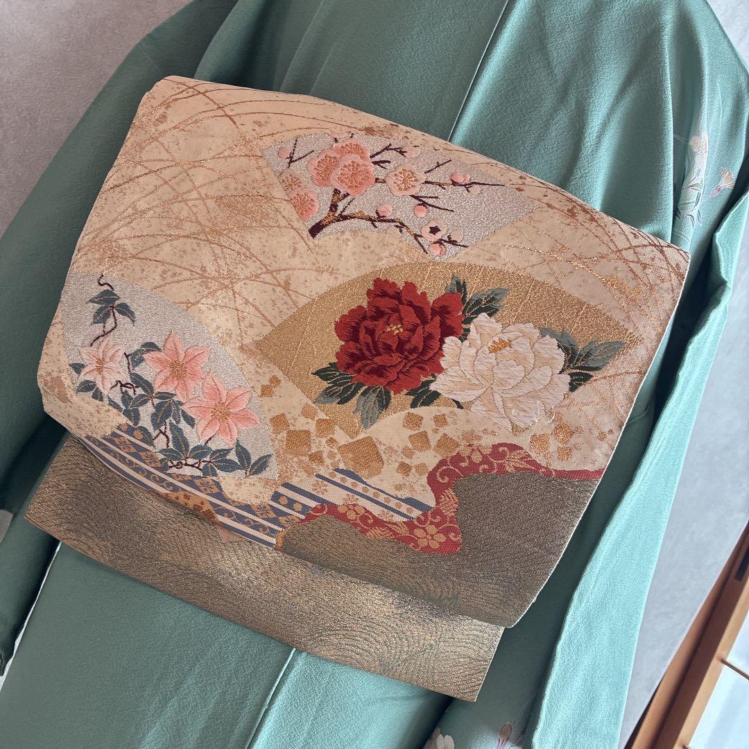 〈長襦袢➕〉訪問着　フルセット　着物　友禅　正絹　ピーコックブルー　凛　J1