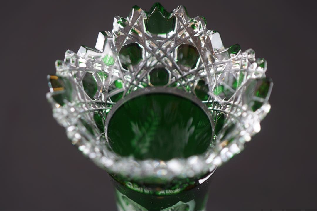 Meissen crystal マイセン 一輪挿し 花瓶 グリーン 美品