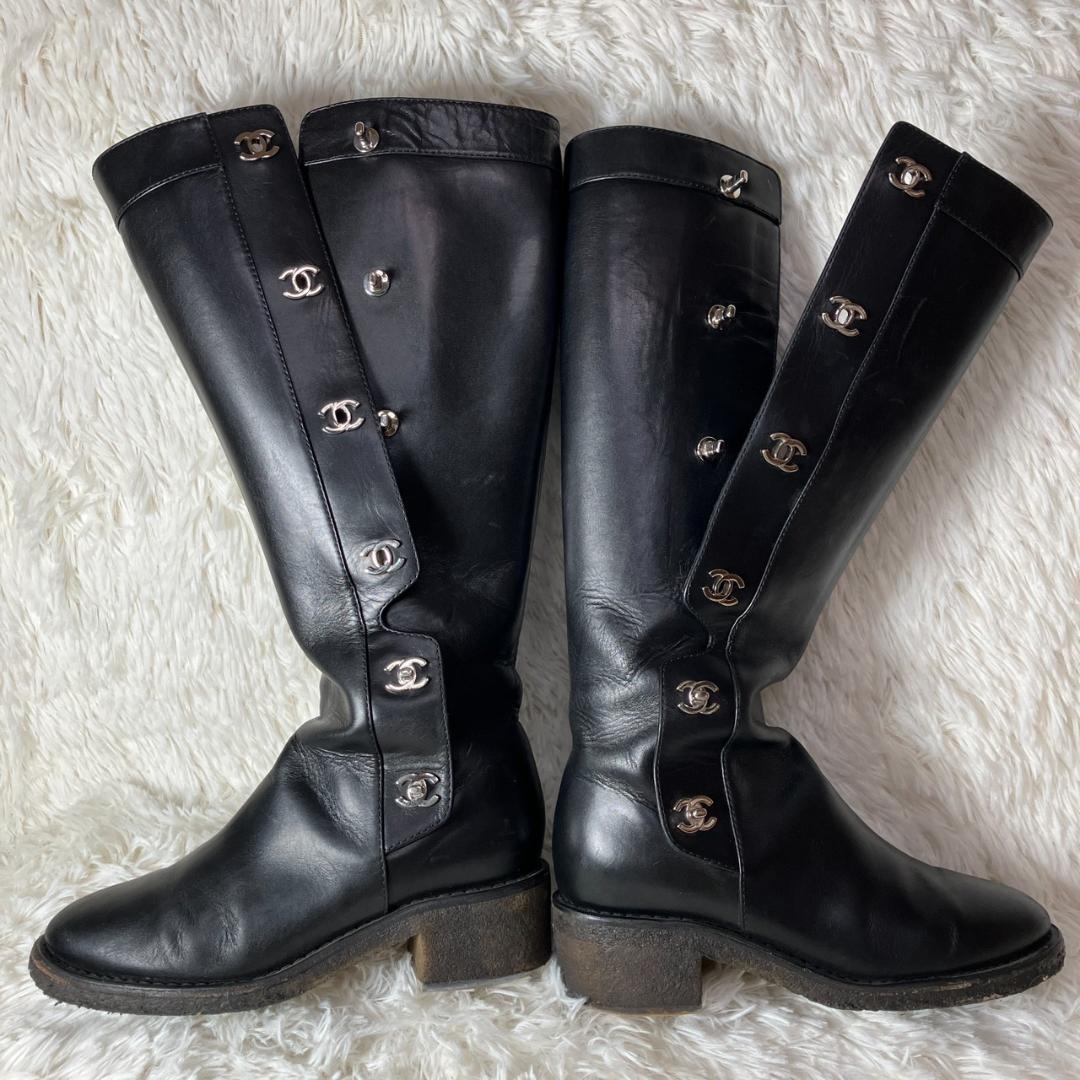 CHANEL シャネル ターンロック ココマーク ロングブーツ G31202