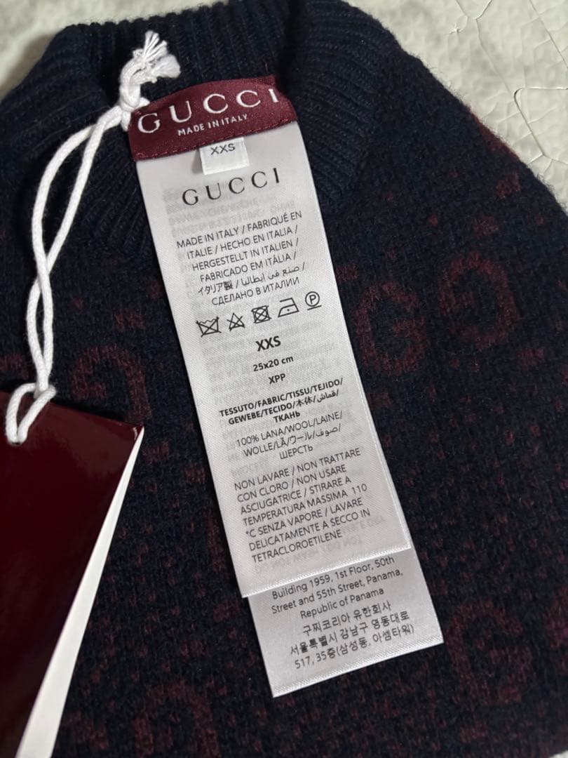 GUCCI ニットセーター ダークブルー/バーガンディ