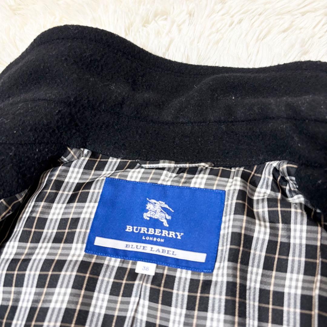 【人気】 バーバリーブルーレーベル フリル ウールコート 38 ブラック