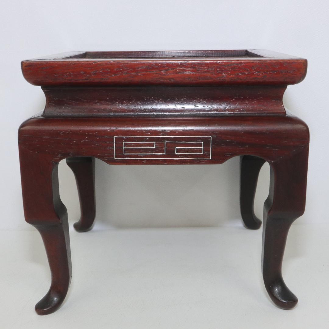 銀象嵌　唐木　花台　アンティーク