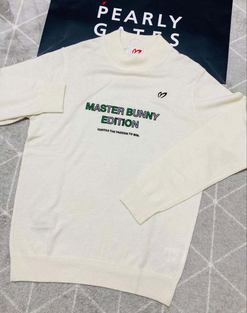 新品 パーリーゲイツ マスターバニー カシミヤ混 タートルネックニット(4)M白