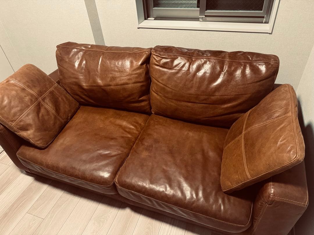 最終クラッシュゲート 2.5人掛けソファ 本革 ヴィンテージ調レザークッション付