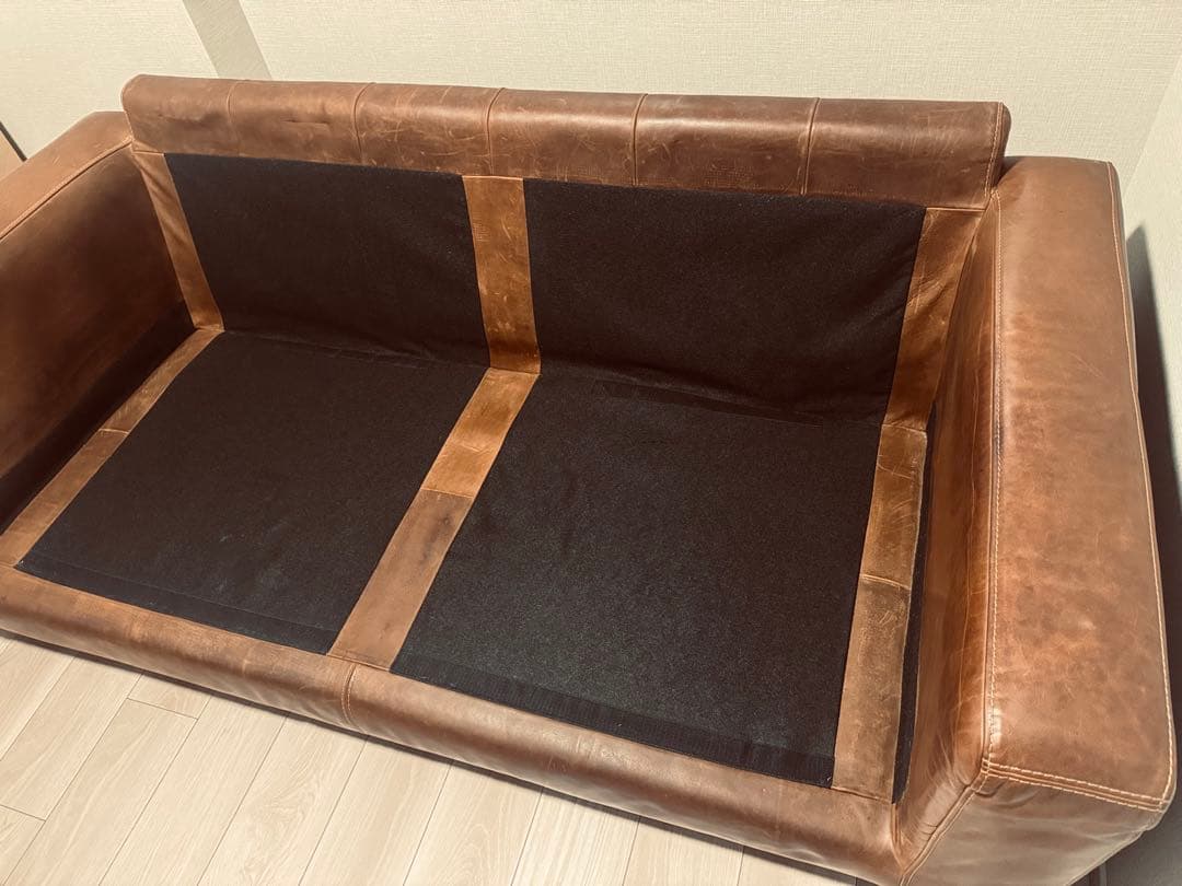 最終クラッシュゲート 2.5人掛けソファ 本革 ヴィンテージ調レザークッション付