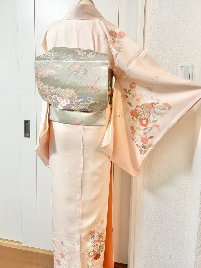 美品　訳あり　裄丈長め　正絹訪問着　フルセット4点　入学式　お宮参り　七五三