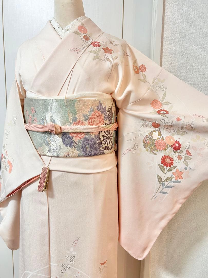 美品　訳あり　裄丈長め　正絹訪問着　フルセット4点　入学式　お宮参り　七五三