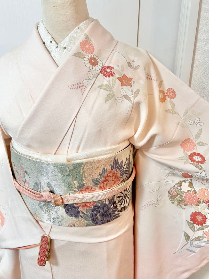 美品　訳あり　裄丈長め　正絹訪問着　フルセット4点　入学式　お宮参り　七五三