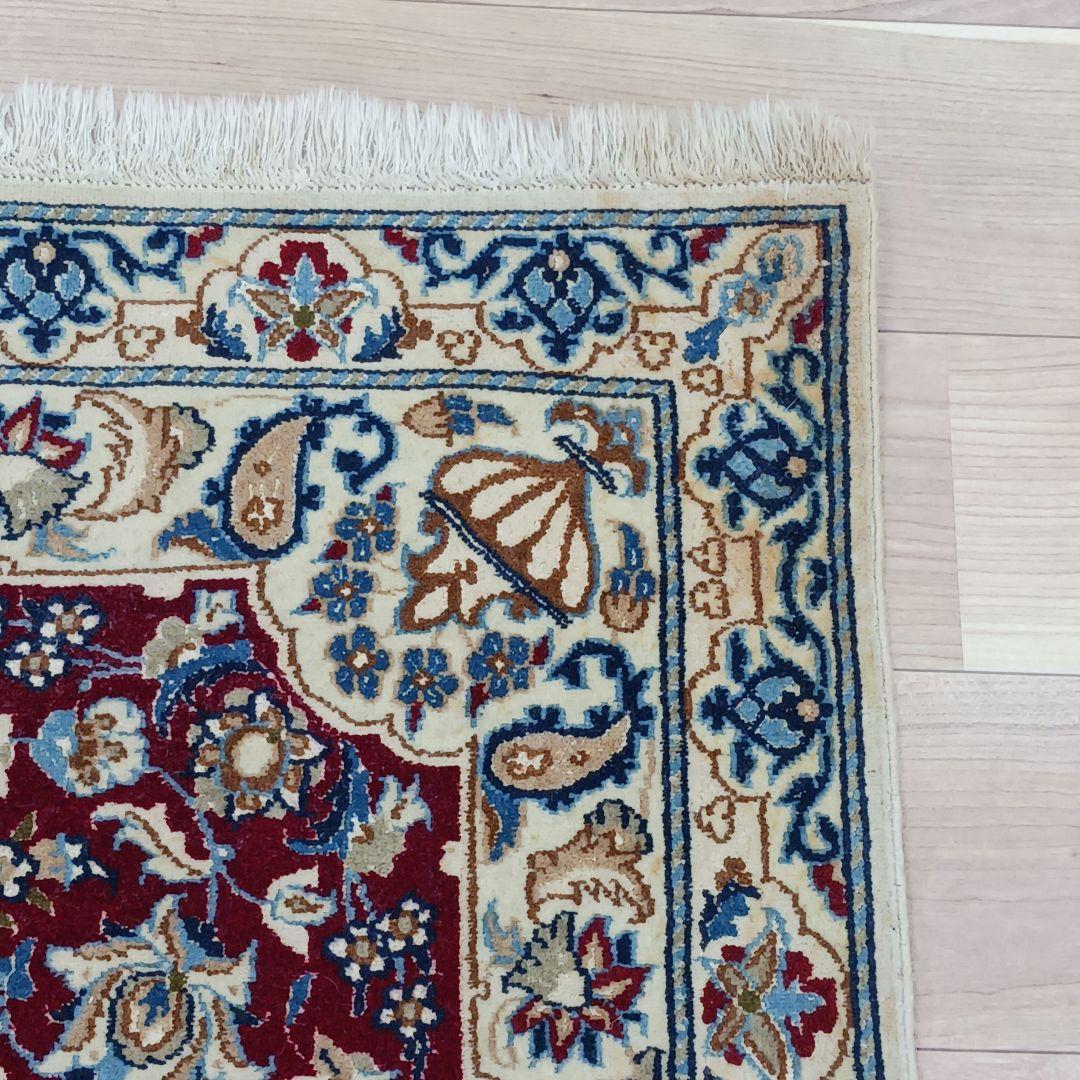 専用Y2000 ペルシャ絨毯 イラン ナイン産 ウール 手織り 127×90㎝