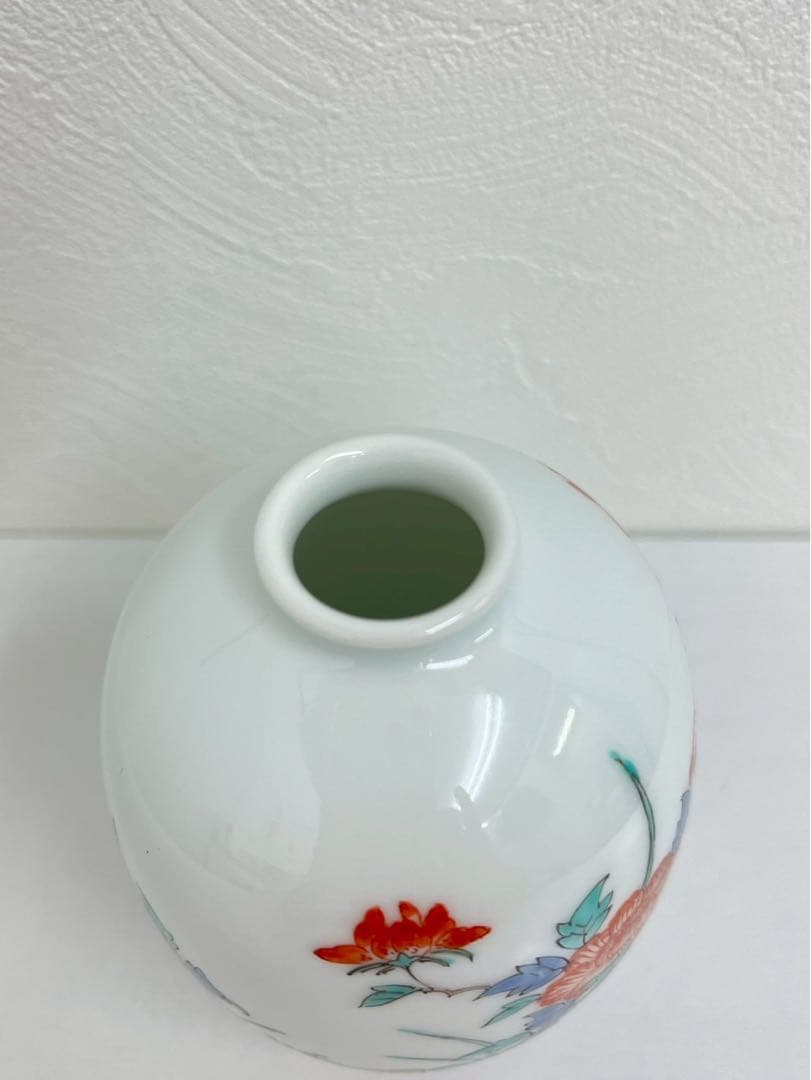 共箱付き 有田焼 色絵花文 壺 作家物 未使用 美品 花瓶 飾壺