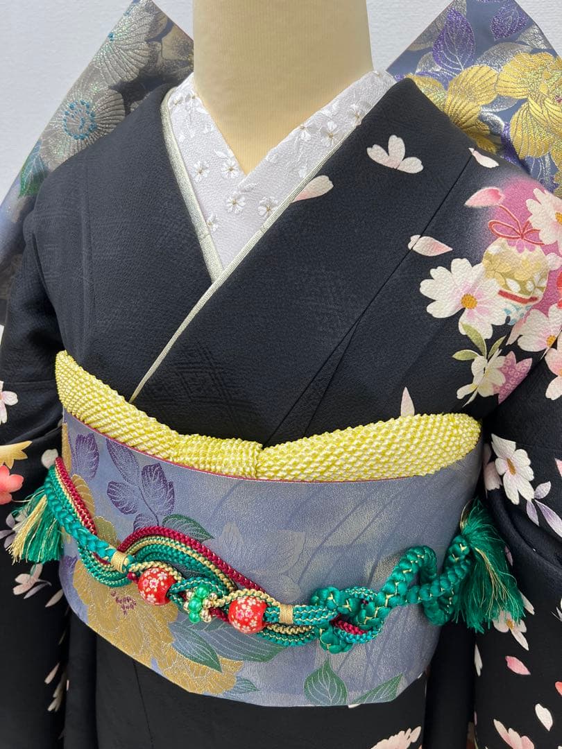 振り袖　フルセット　長襦袢付　成人式　パーティー　金彩加工　刺繍入り　723