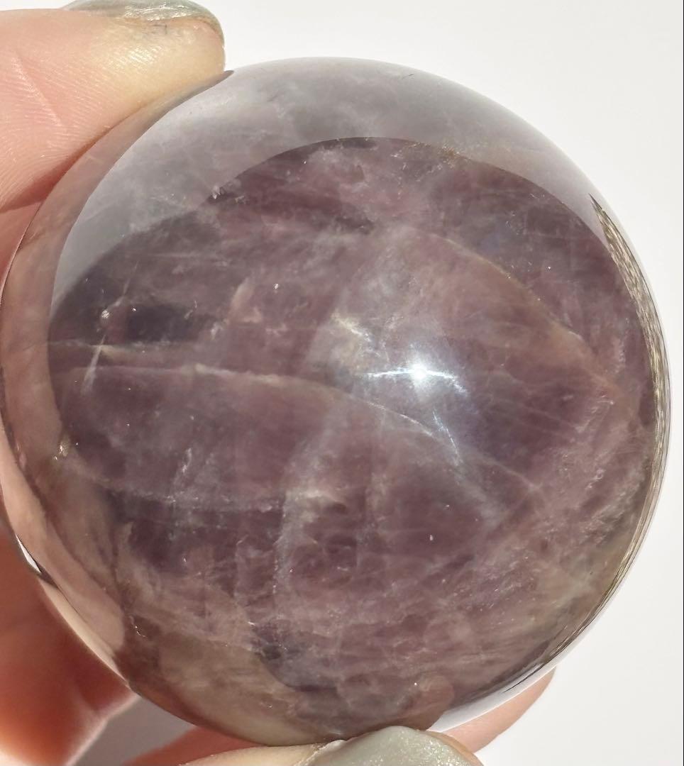 《スター確認》パープルローズクォーツ スフィア シルキー光沢 丸玉