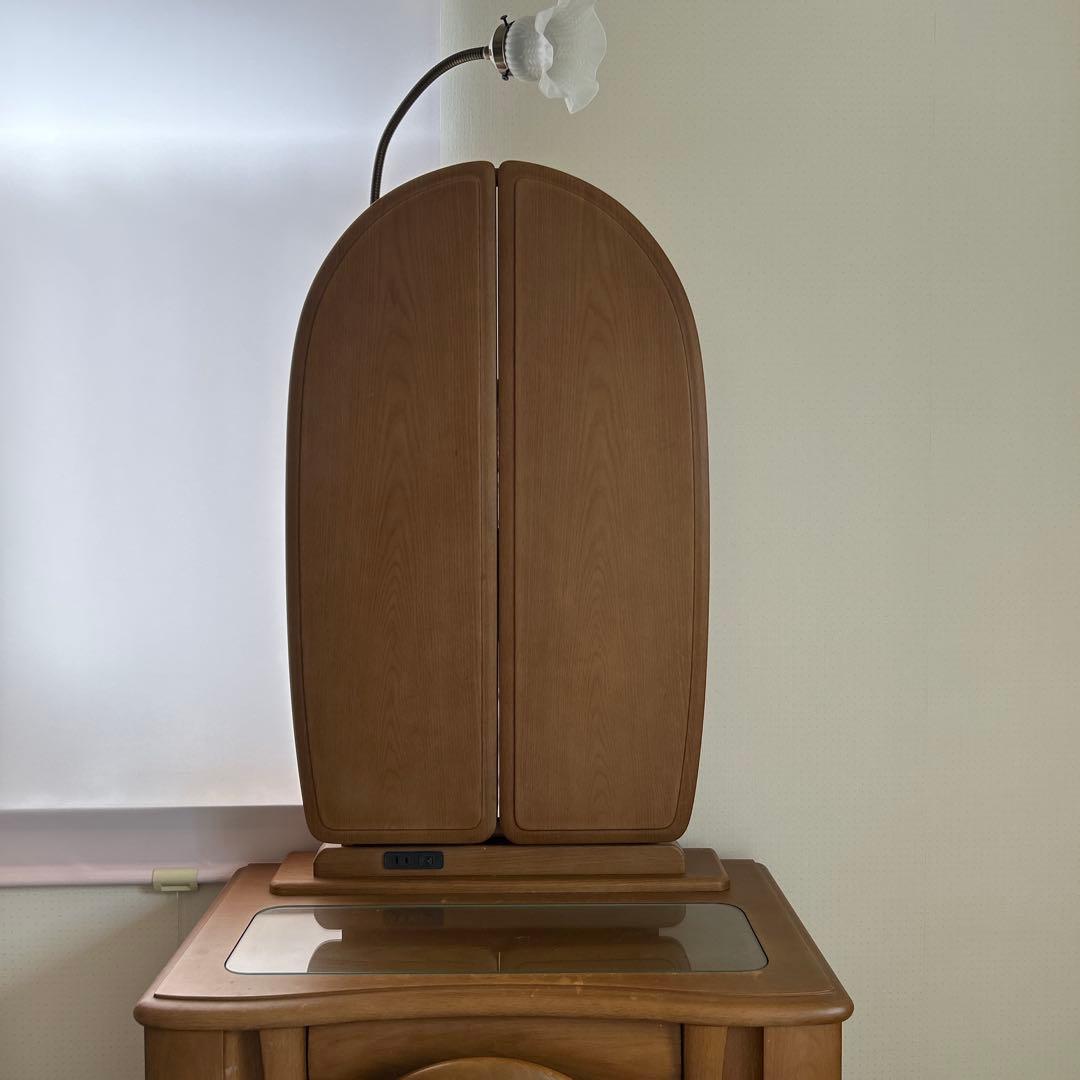 鏡台　高級三面鏡　オーク　隠し扉　フランスミラー　　椅子別売り