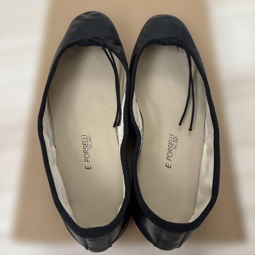 E. Porselli 黒 バレエシューズ