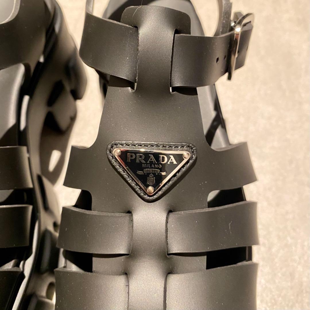 1度着用 美品 プラダ モノリス ラバー サンダル 38 PRADA