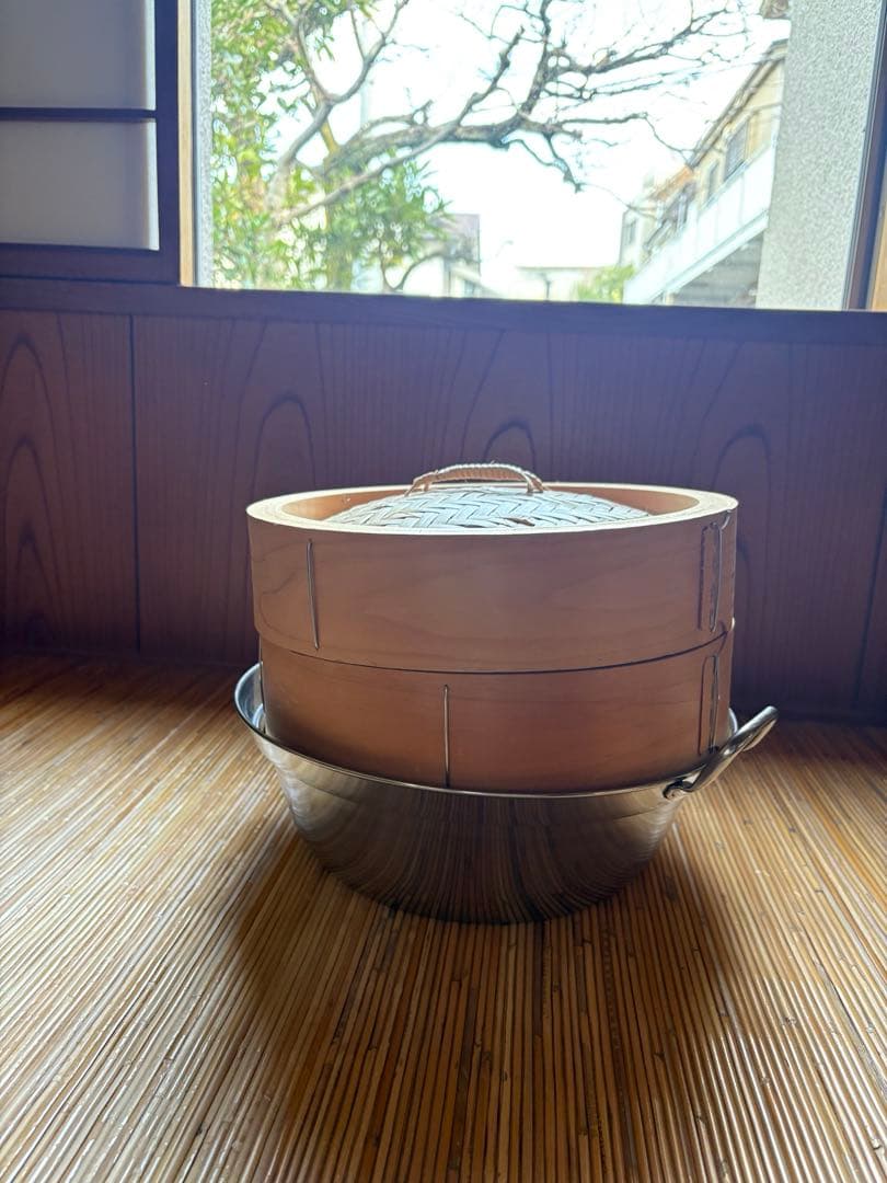 未使用に近い　国産桧せいろ・鍋セット