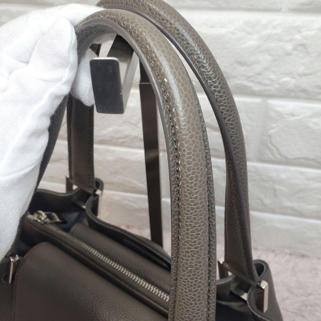 HIROFU ヒロフ ターンロック ハンドバッグ グレー レザー 美品