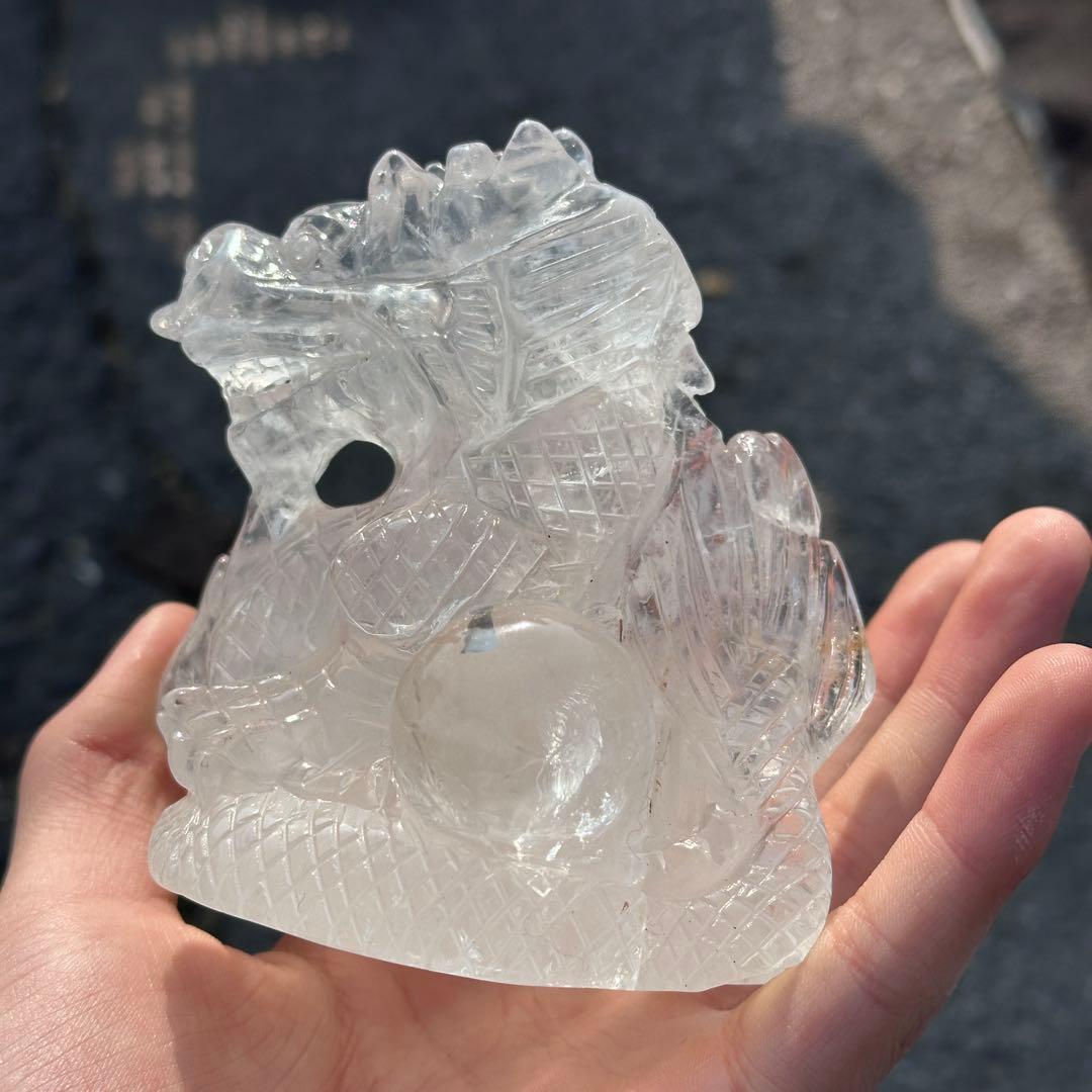 天然石水晶の龍　置物　ご購入前に在庫確認必要　G.219