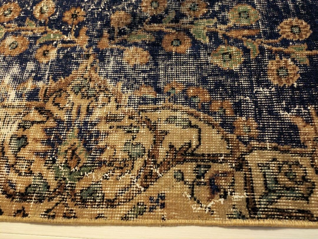 トルコヴィンテージラグ　ミニサイズ　玄関マットサイズ　53×94 ネイビー