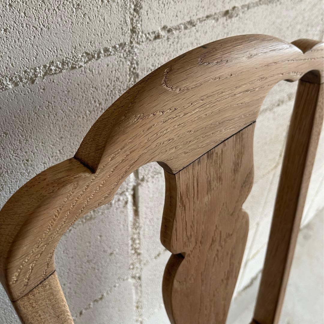 英国アンティーク　クイーンアンチェア　本革　猫脚　ダイニングチェア