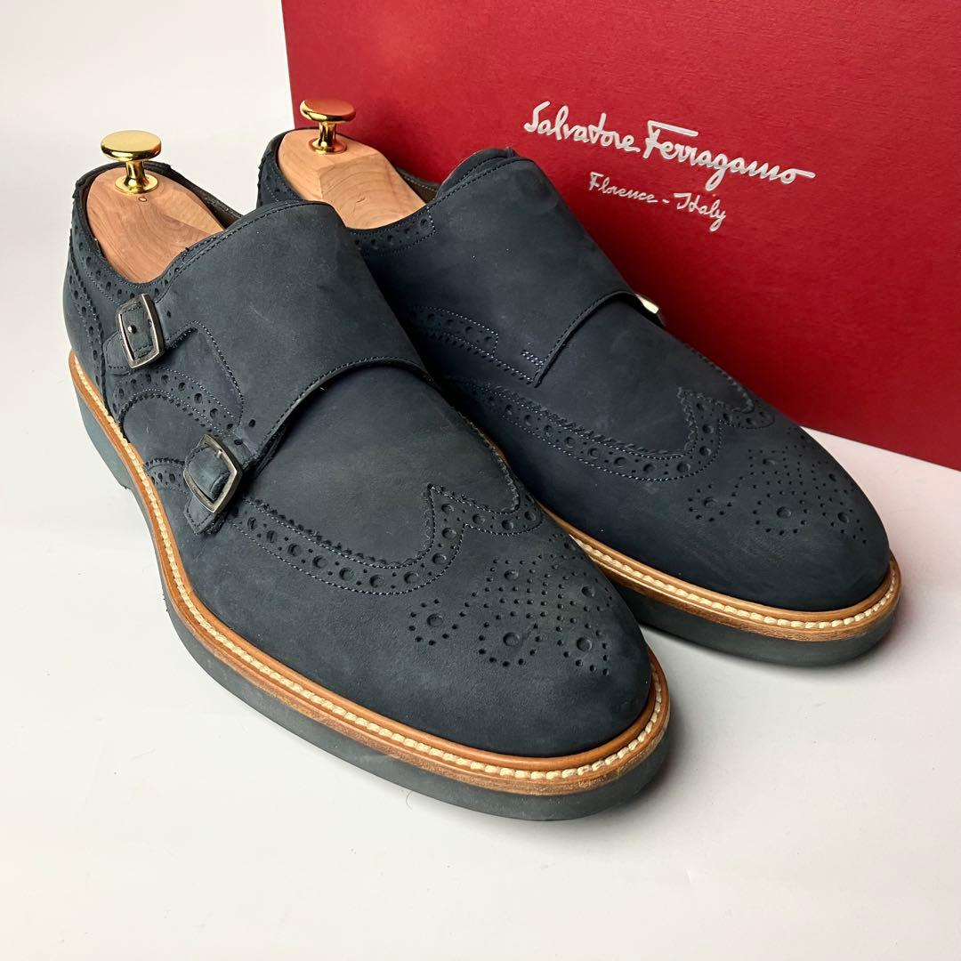 【良品】Salvatore Ferragamo ダブルモンク　ドレスシューズ 9