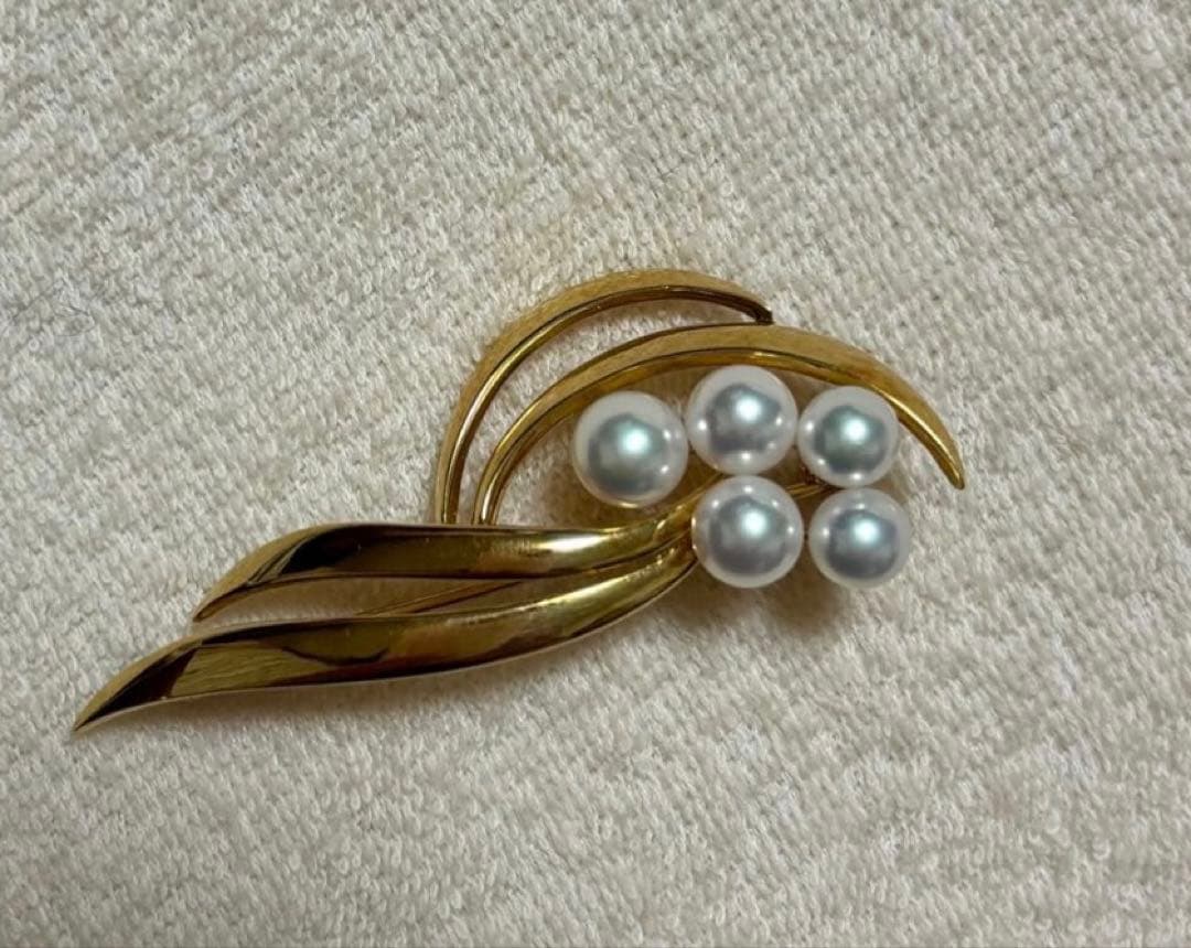 MIKIMOTO ミキモト アコヤ真珠 パール ブローチ K18 美品 正規品