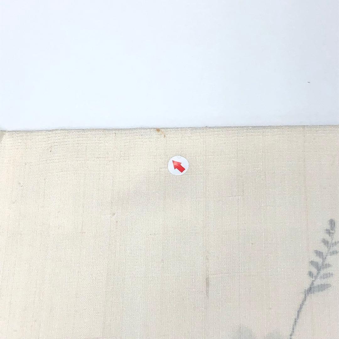 訪問着 紬 花草模様 葡萄 炭描き 乳白色 KK-2202