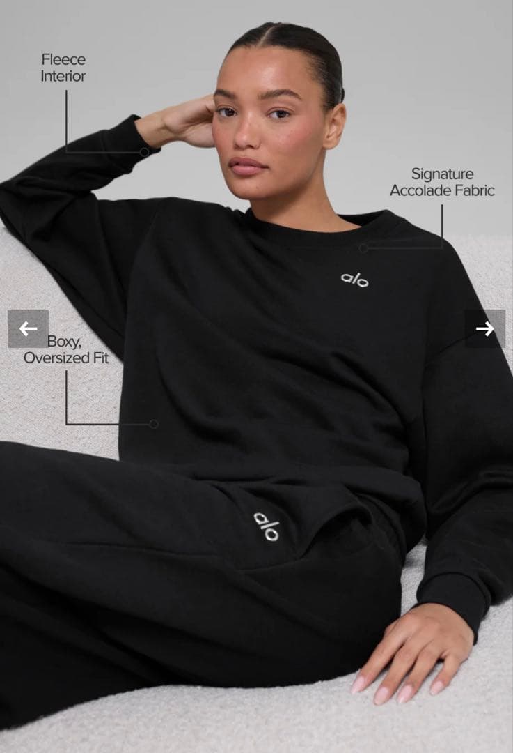 アロalo【新品未使用】 AccoladeクルーネックプルオーバーブラックS