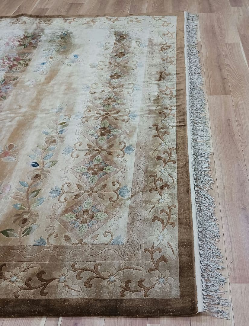 Y3281 中国段通 シルク100% 手織り スクエア 大判 262㎝