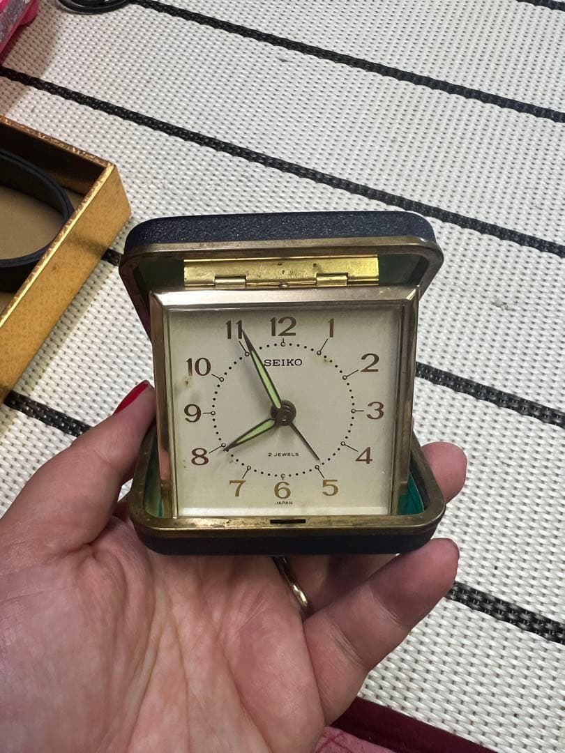 SEIKO トラベルアラームクロック ゴールド/グリーン ヴィンテージ物　昭和