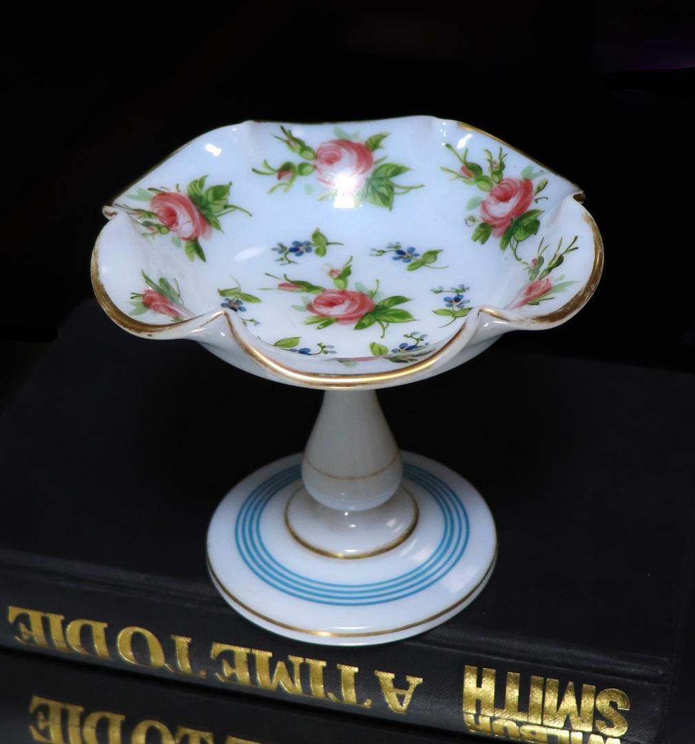 オールド・バカラ 美術館級 金彩エナメル薔薇文 コンポート オパーリンクリスタル