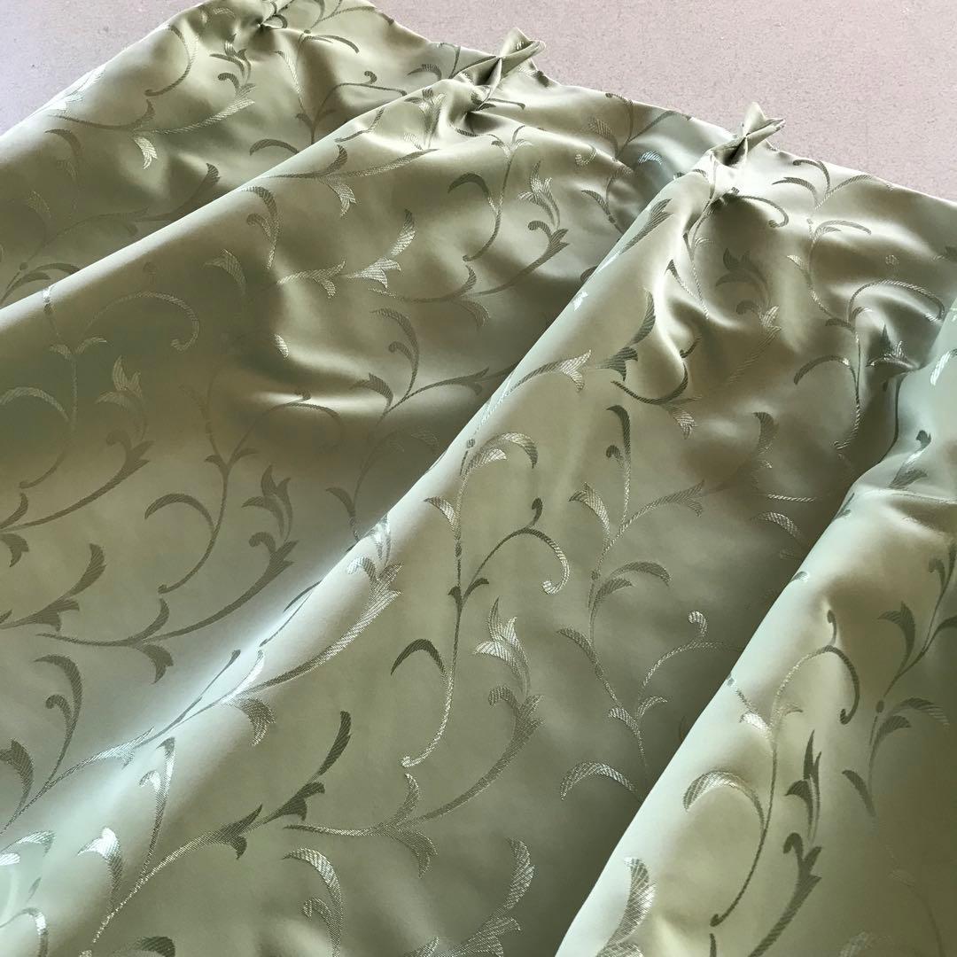 厚地カーテン　幅150cm×丈240cm2枚　グリーン