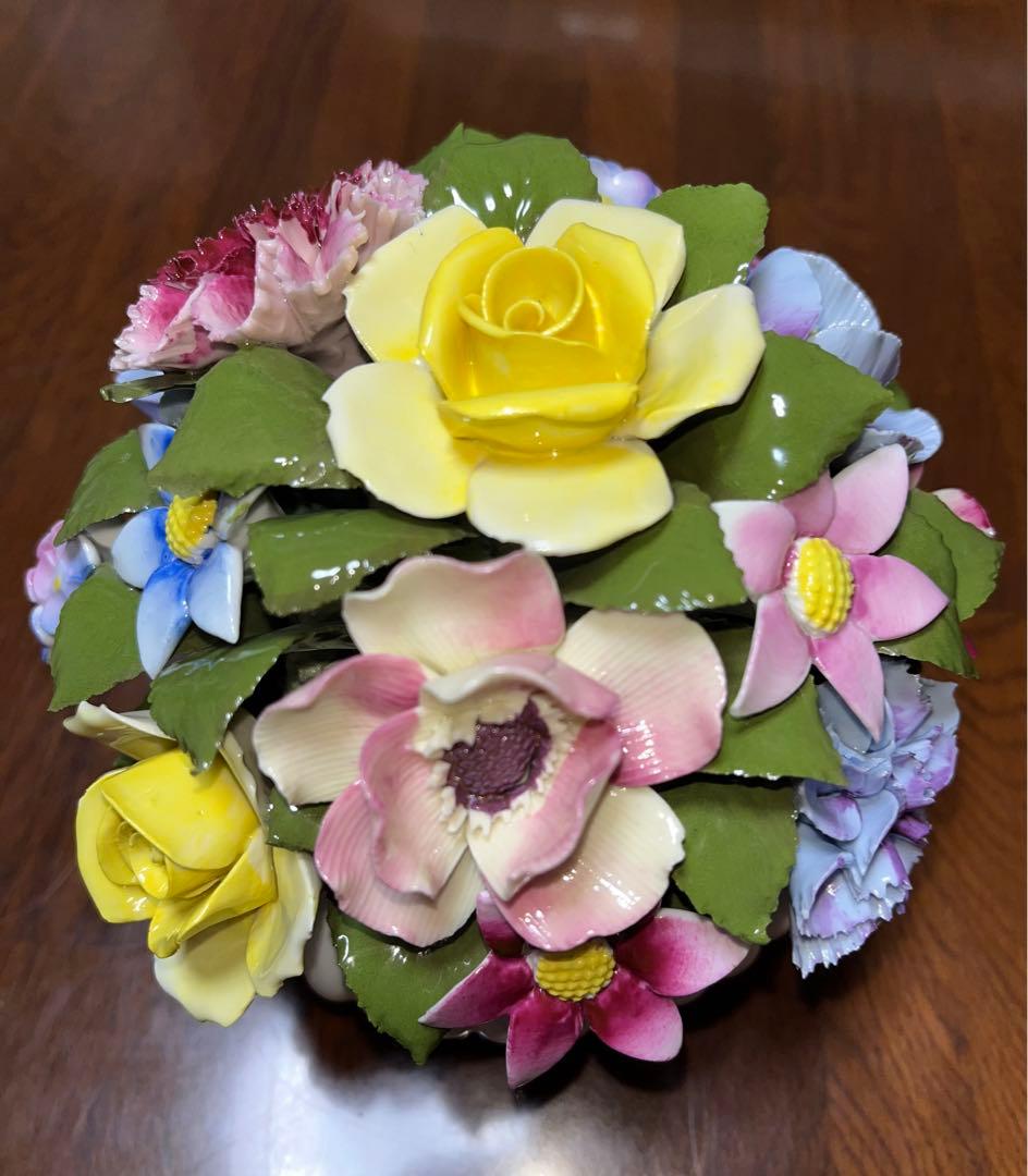 アンティーク　陶花　直径15cm 盛花　花7種　飾り　 