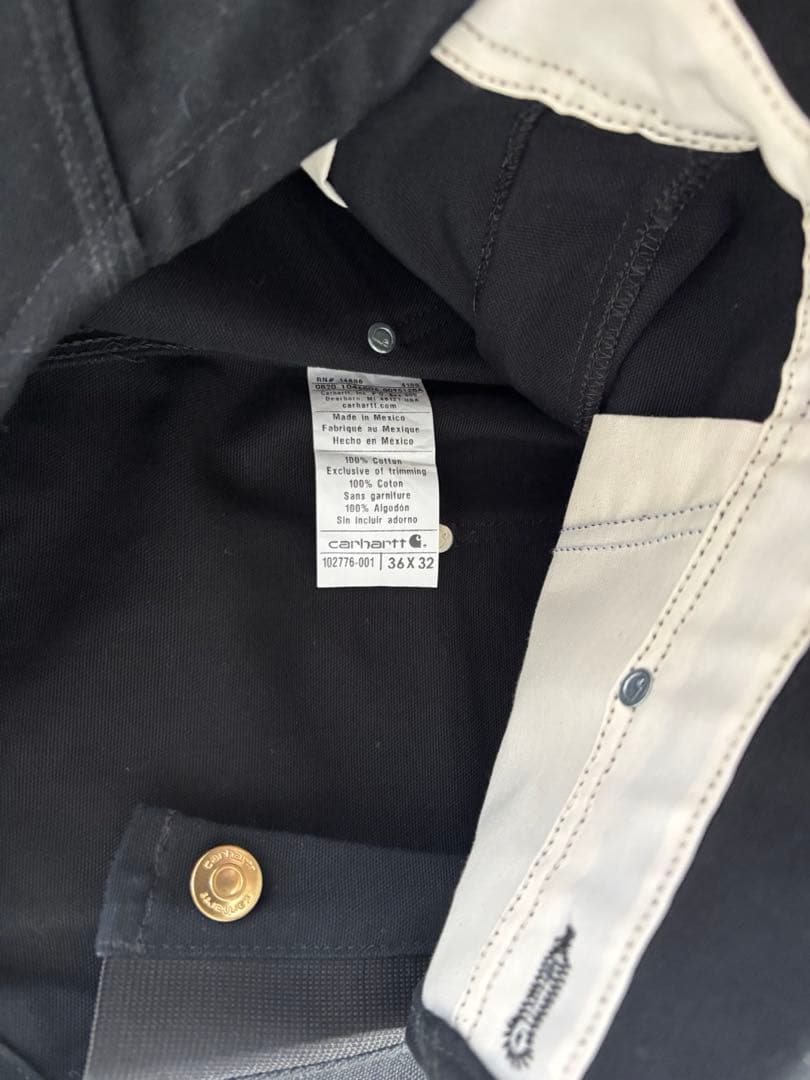 Carhartt ブラックオーバーオール　36✖️32