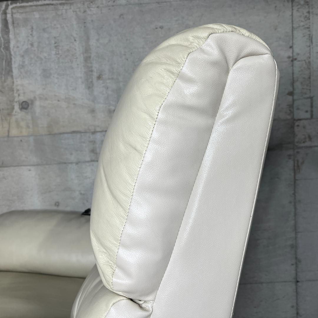 【動作◎】ニトリ 電動リクライニングソファ 1人がけ オゾン3 アイボリー 革