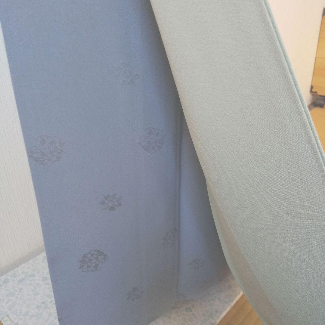 あぃけぃ様・正絹・色無地薄水色系・比翼仕立て・一つ紋・袷、お着物単品、