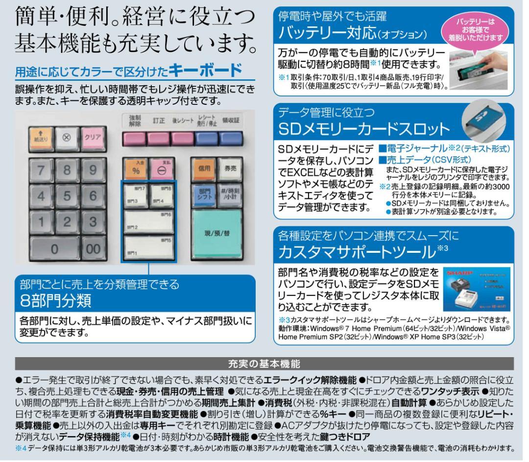 美品317設定無料横型領収証シャープ８部門インボイスレジスターXE-A147