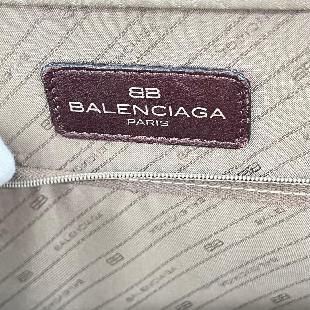 バレンシアガ ハンドバッグ ビジネスバッグ ロゴ型押し レザー 茶色 A4可能