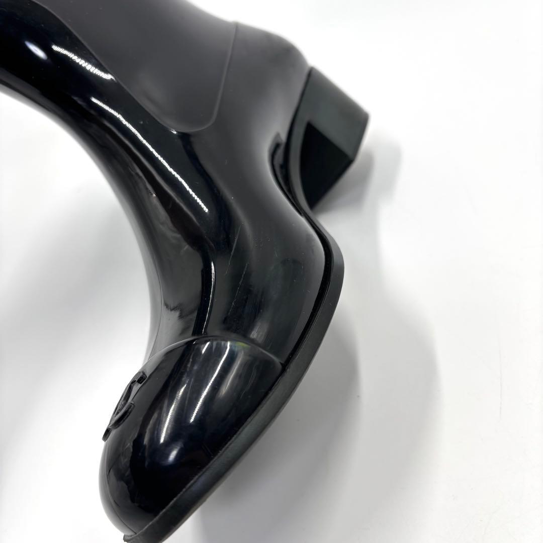 CHANEL シャネル ロングブーツ レインブーツ ブラック 黒 カメリア