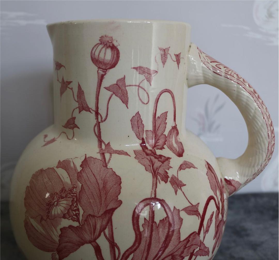 【特大】　LONGCHAMPS ケシの花　水差し　ピシェ　フランス　アンティーク