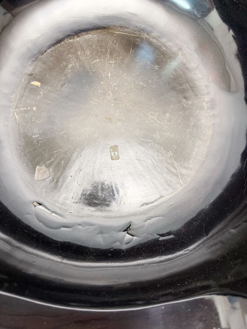 茶道具 草山造 黒真塗 面取道安風炉 土風炉 前瓦 底瓦 鉋目板 敷板 陶印4点