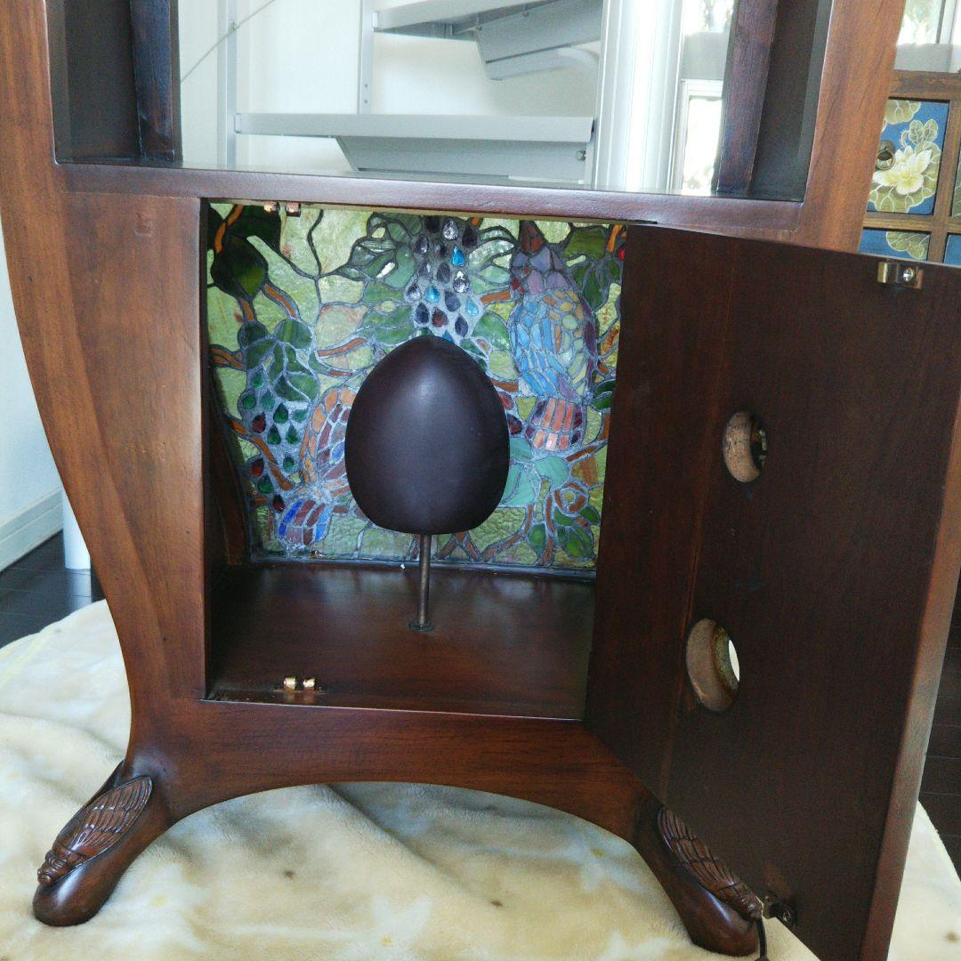 アンティーク コンソール 飾り棚 木製ステンドグラス サイドテーブル