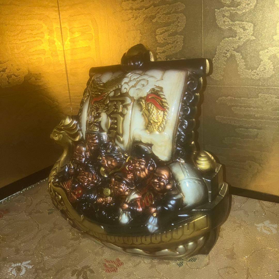 【超特級呪物】陰陽の調和　運気の流れを整える七福神を乗せた鳳凰の宝船　縁起物