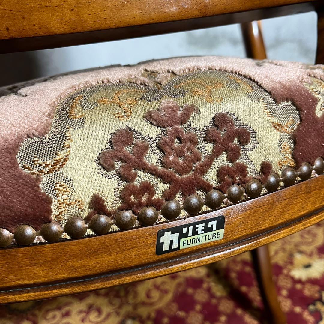 激レア【カリモク】 ロココ調 猫脚 ヴィンテージチェア 椅子 金華山織②