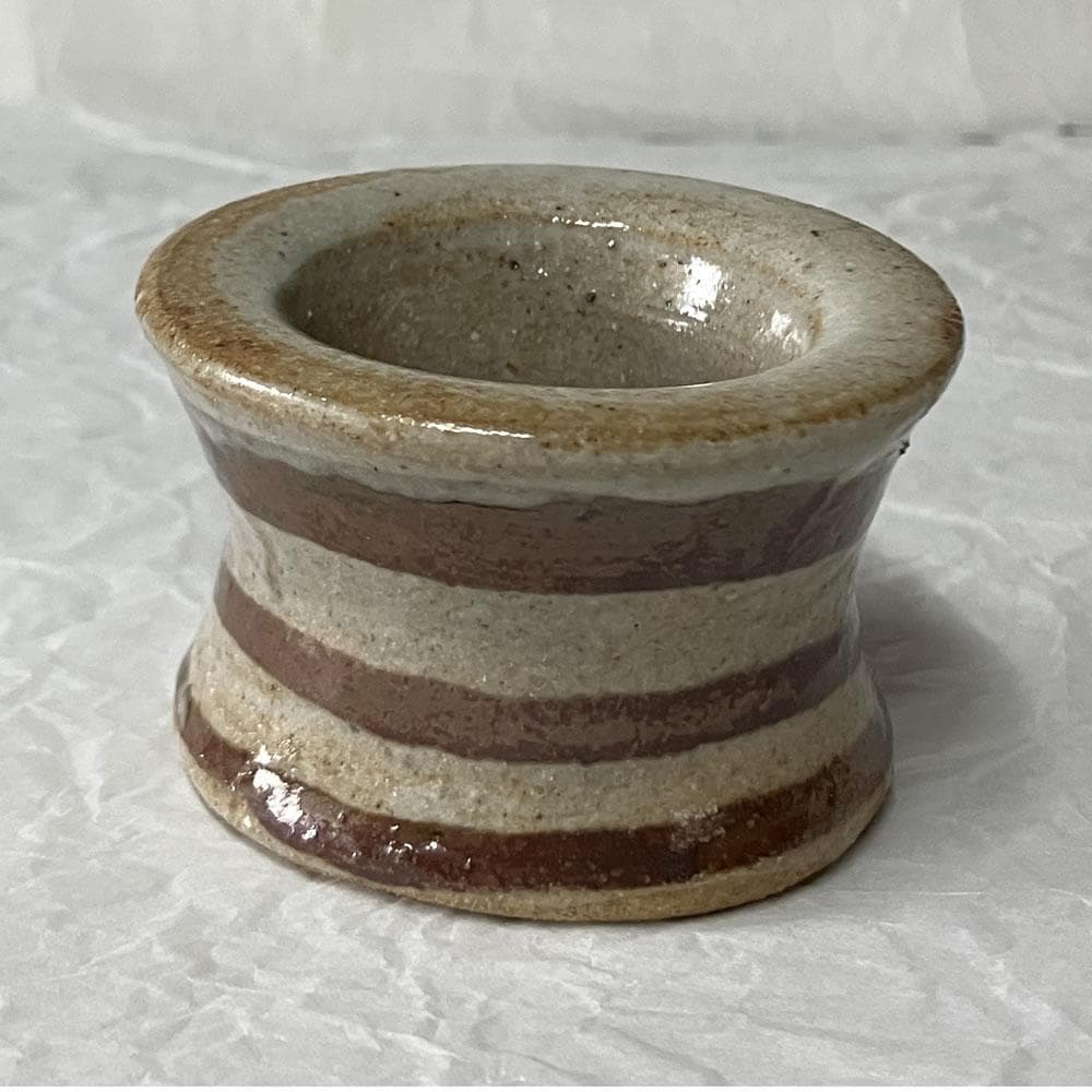 w164 花ノ木窯 古山子 小山冨士夫 作 鉄絵 横縞紋 蓋置 木箱入り 茶道具