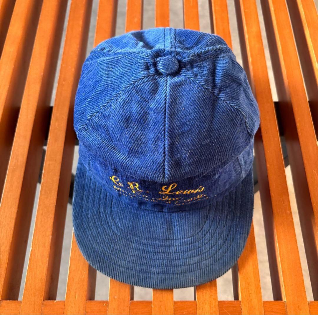 80s USA製 コーデュロイキャップ ブルー トラッカーキャップ BH98