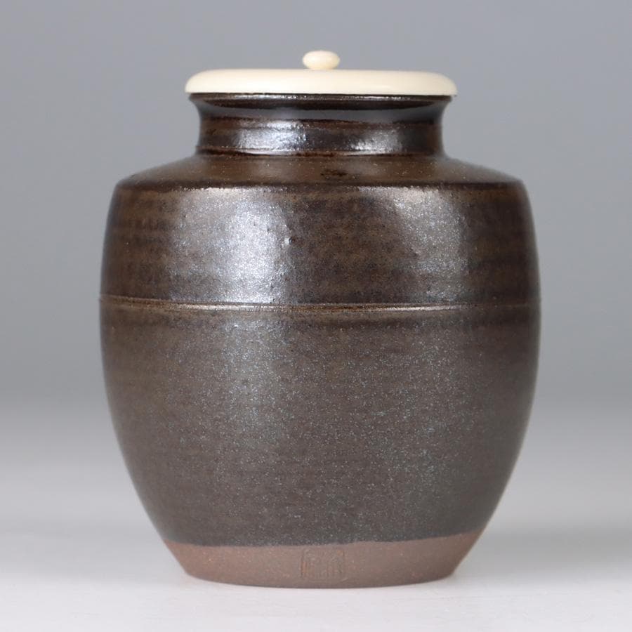 Y3338-1 茶道具 平安 笹田有祥造 模 初花肩衝茶入 共箱・仕覆　　よ