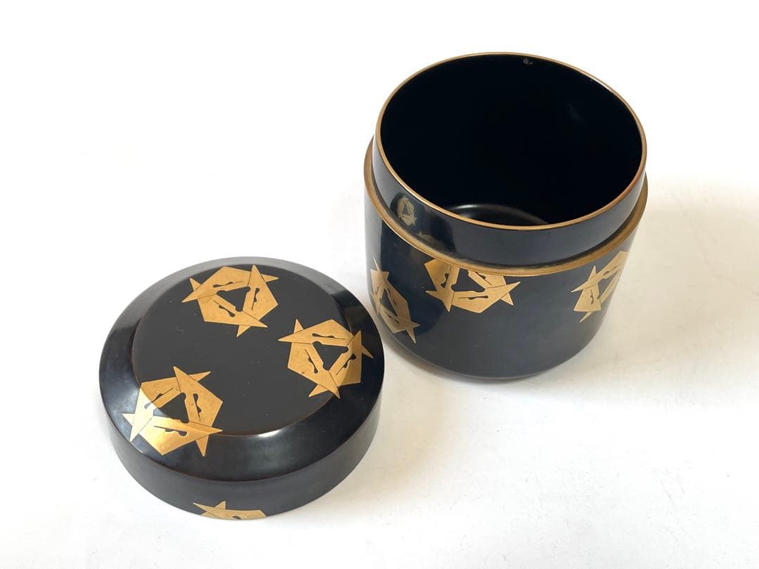 茶道具　二代　前端春斎　雅峯　鱗鶴蒔絵　吹雪　茶入　棗　漆　加賀蒔絵師