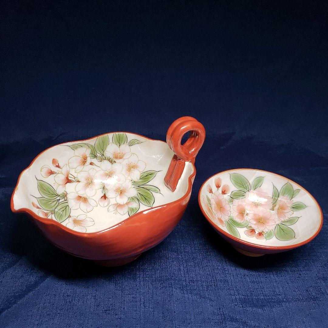 陶あん　京焼　桜　色絵付け　器